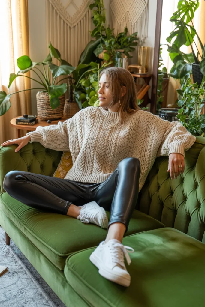 Oversized crochet pullover ladies