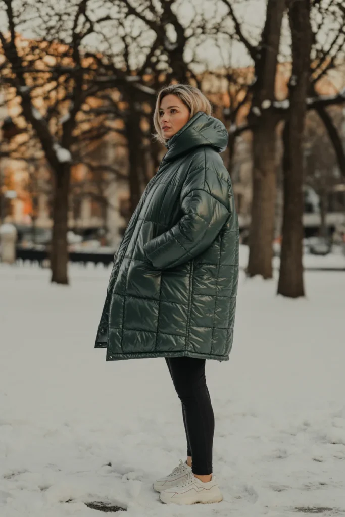 Oversized hooded puffer coat