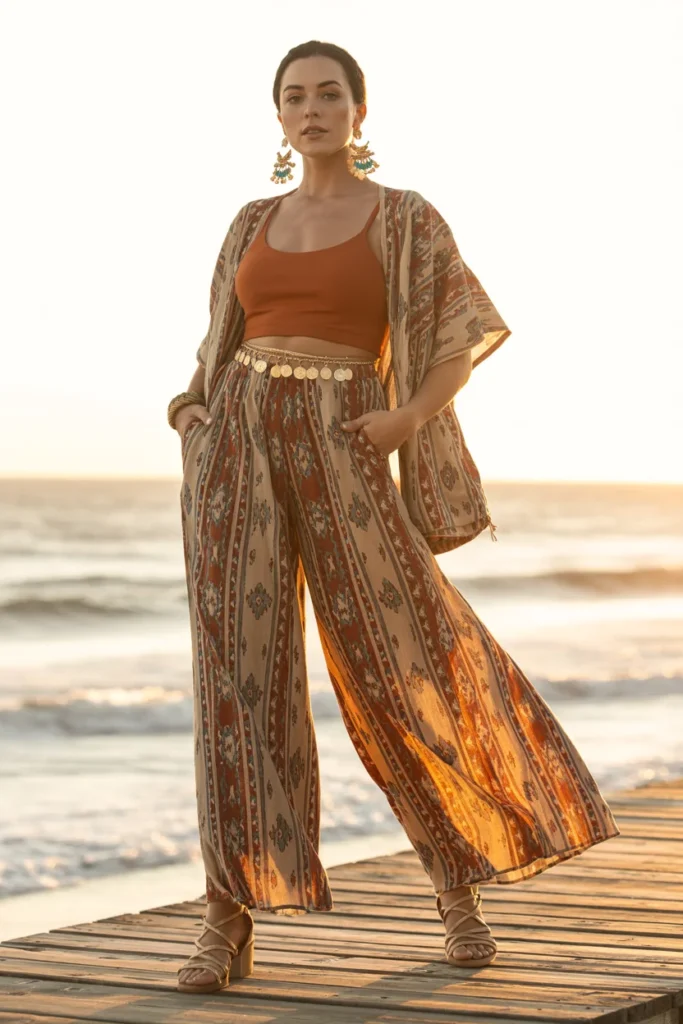 Palazzo pants boho outfit