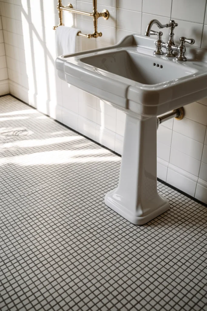 Penny tile bathroom floor