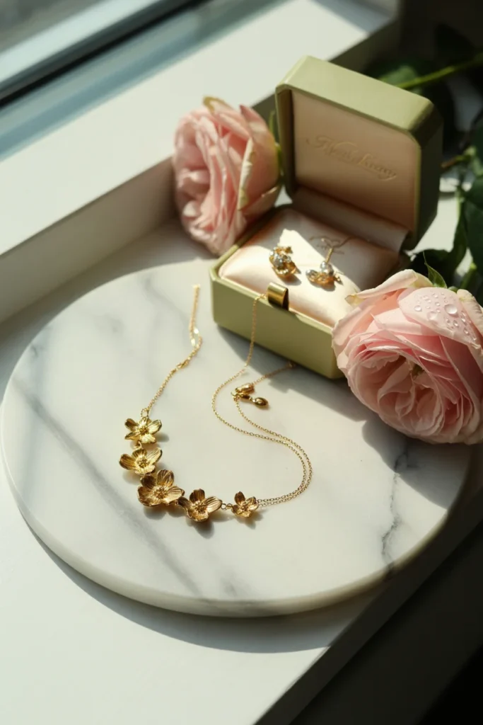 Personalized birth flower necklace gift