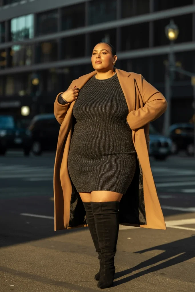 Plus size winter dress outfit