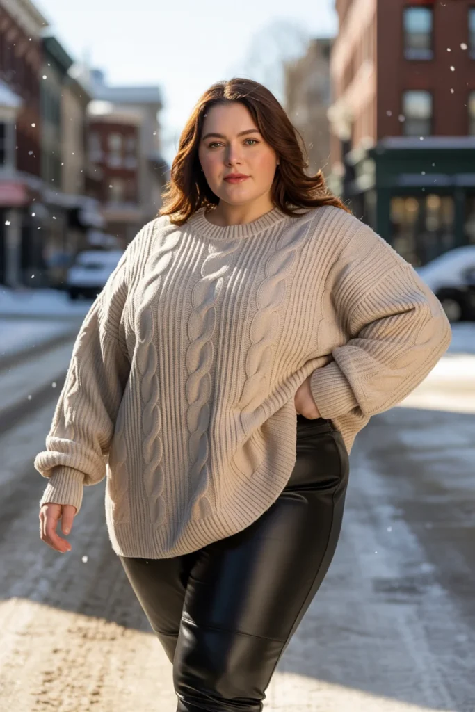Plus size winter sweater outfit