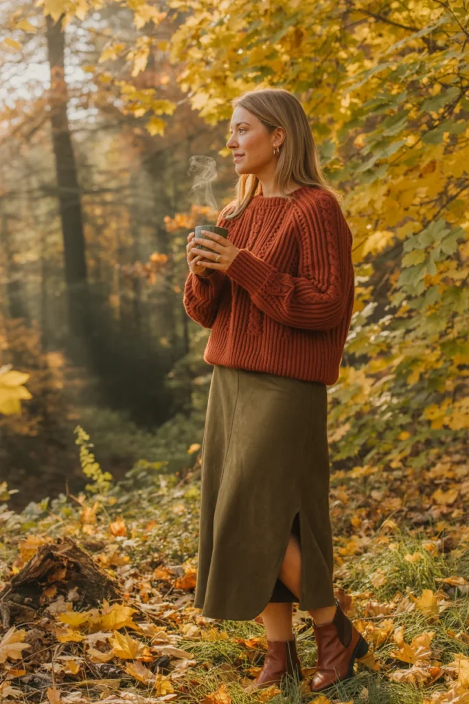 Rust crochet jumper women