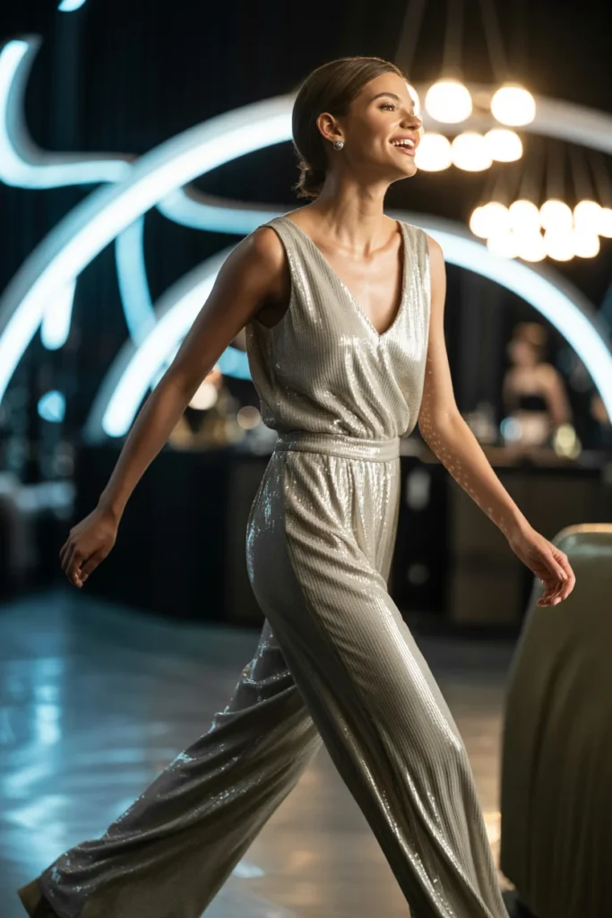 Sequin party jumpsuit outfit