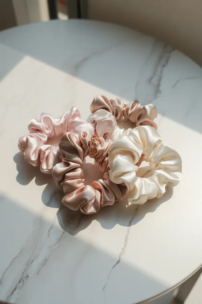 Silk scrunchies for women