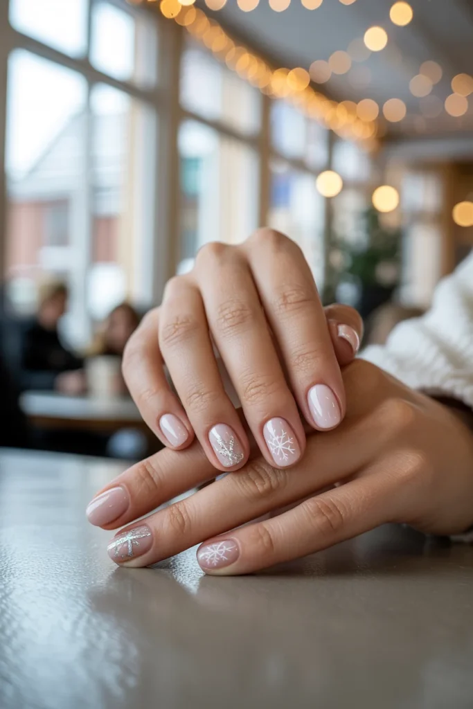 Snowflake gel nail art