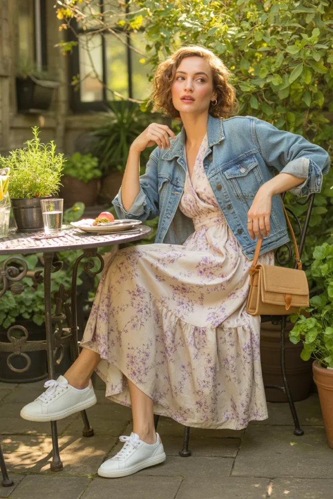 Spring brunch outfit printed dress