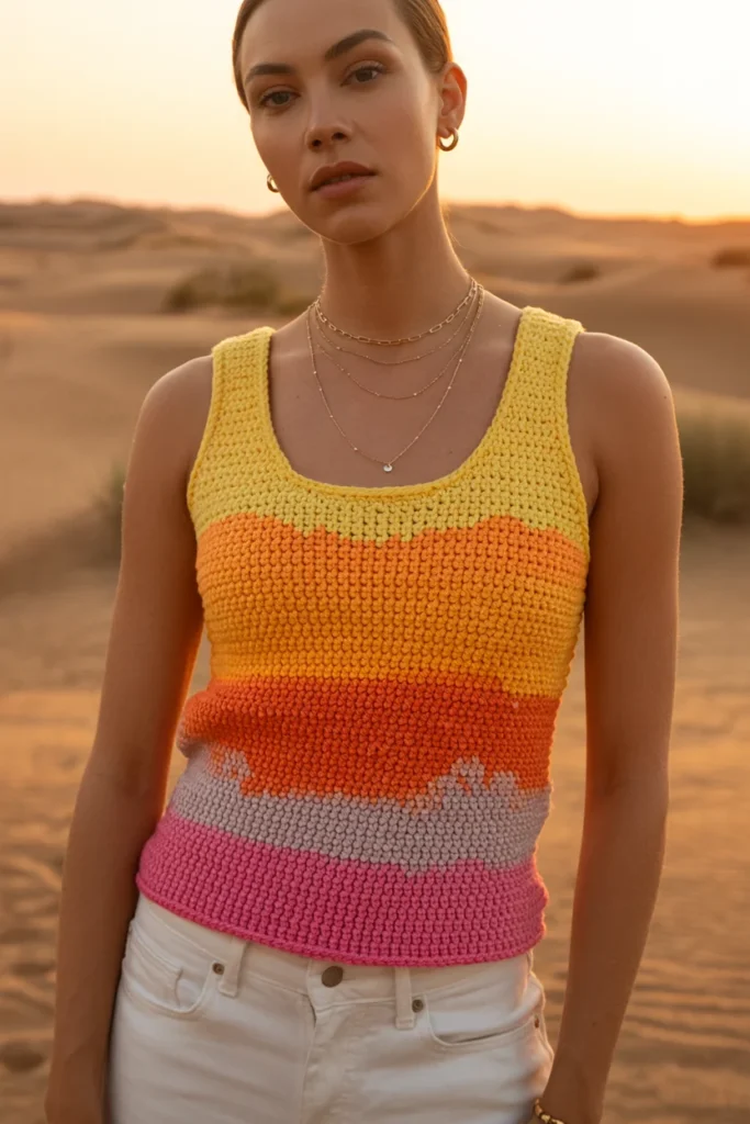 Sunset ombré crochet top