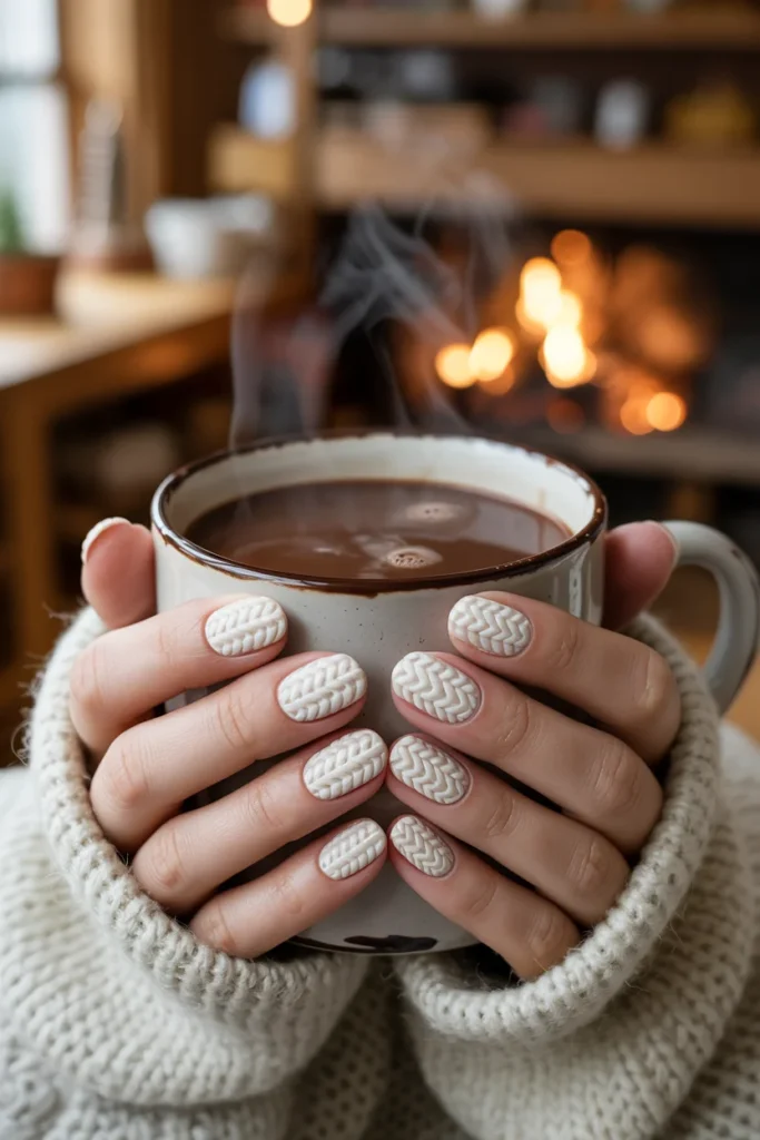 Sweater texture winter nails