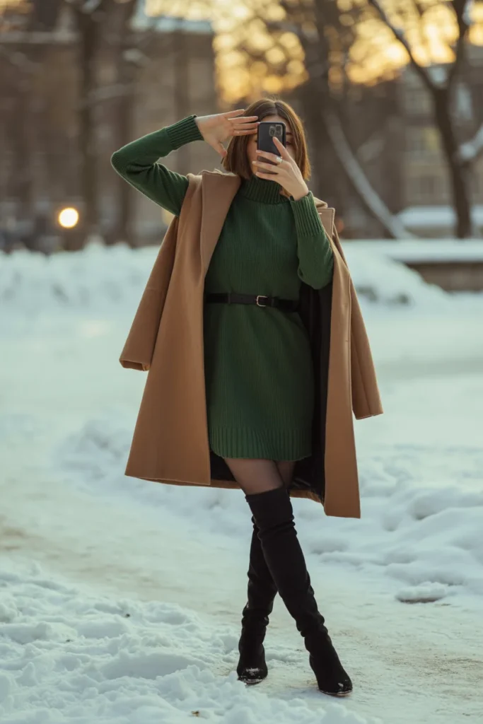 Turtleneck dress winter date