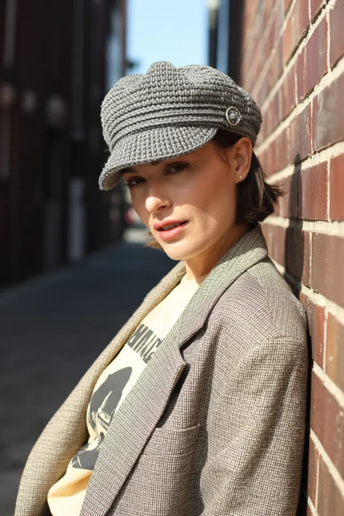 Vintage crochet hat newsboy