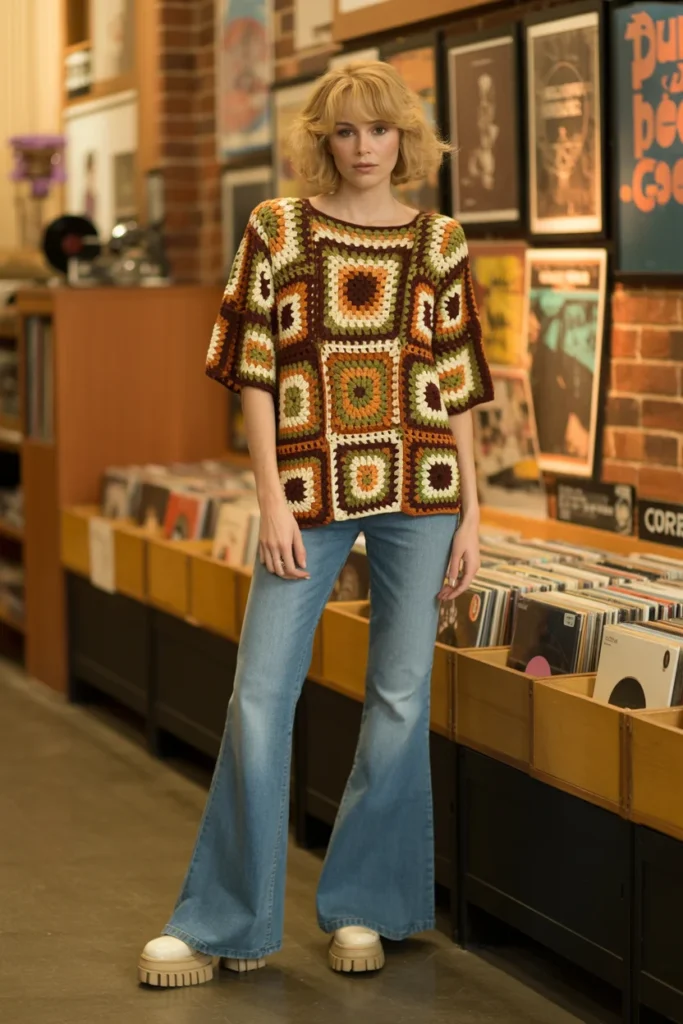 Vintage granny square top