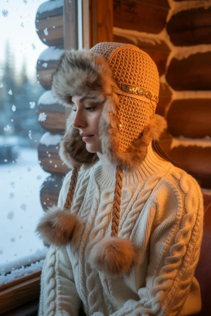 Warm crochet hat women