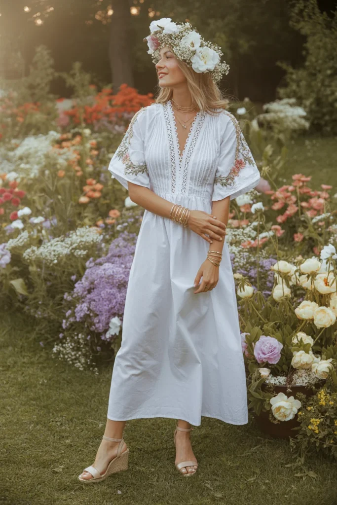 White lace boho dress