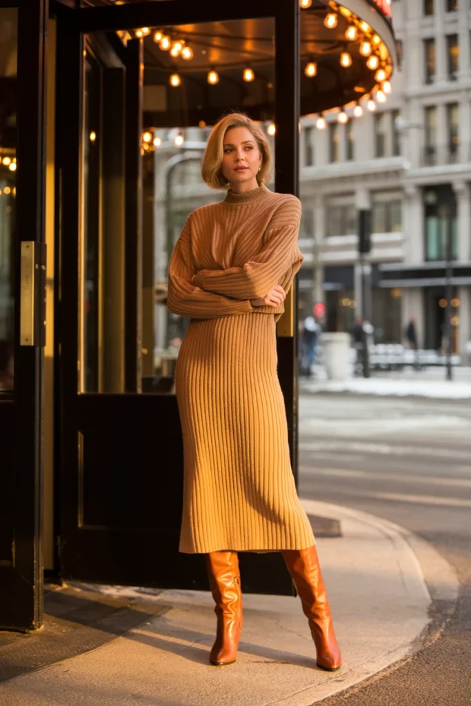 Winter date sweater dress outfit