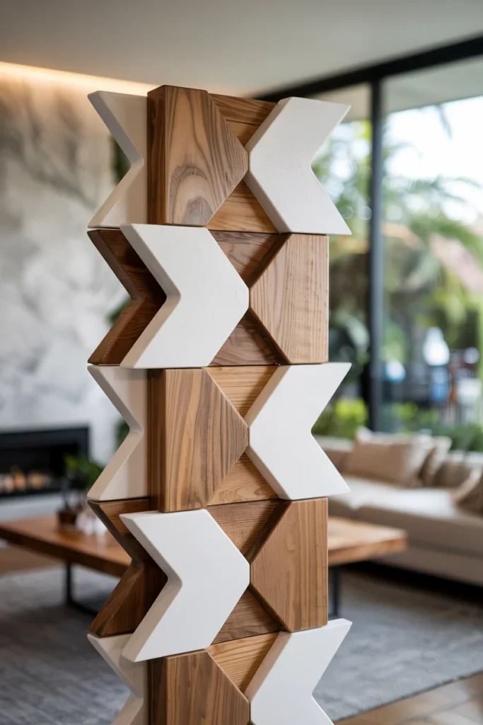 3D geometric wood wall art