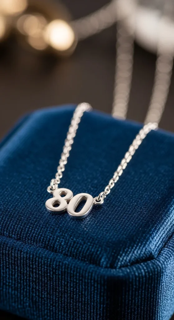 80th birthday silver necklace gift