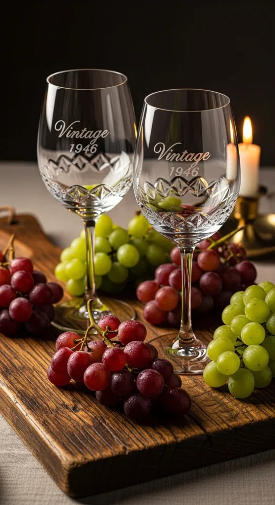 80th birthday vintage wine glasses