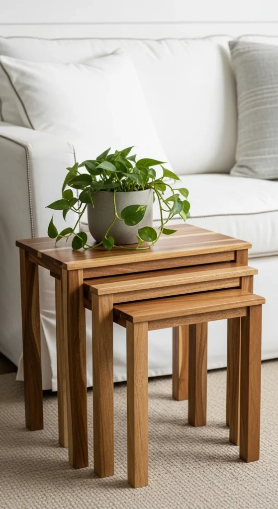 Acacia wood nesting tables
