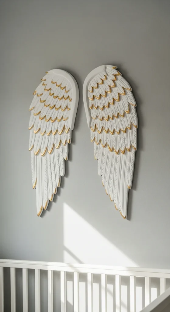 Angel wings baptism wall art