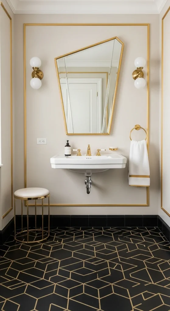 Art deco gold bathroom