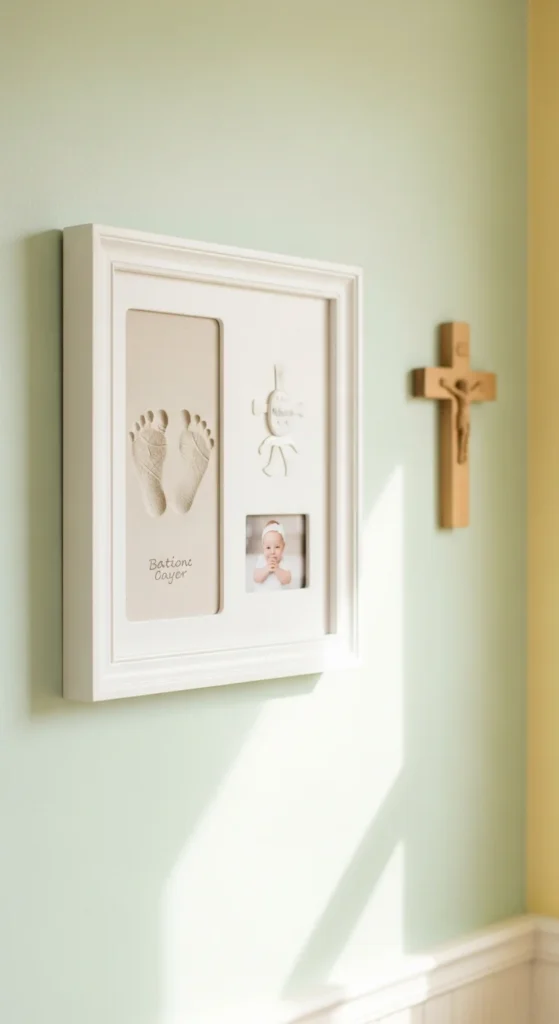 Baby baptism footprint frame