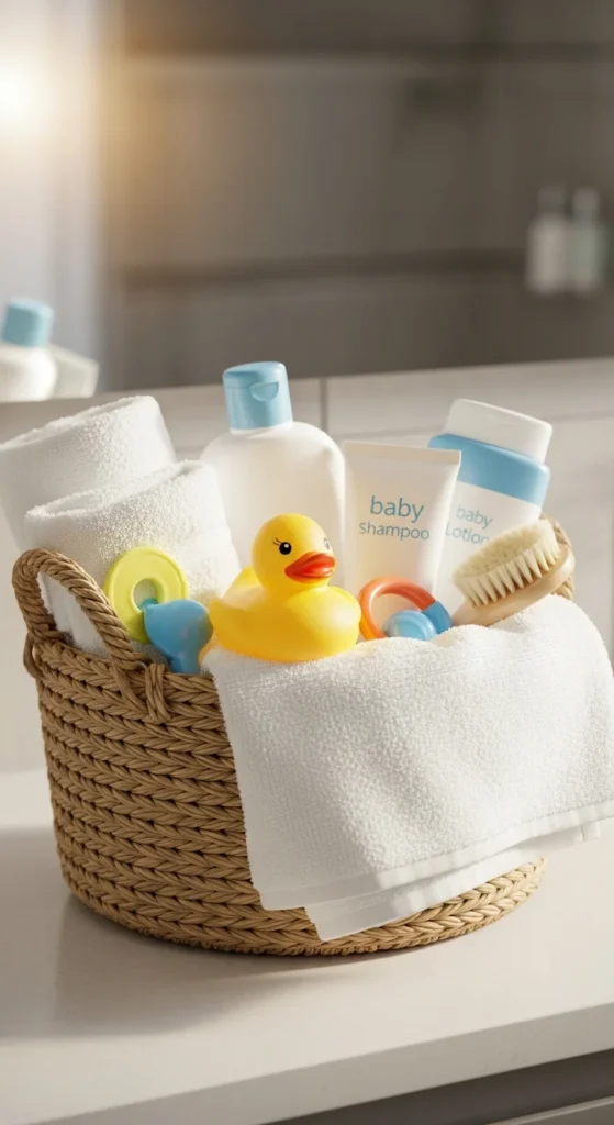 Baby bath time basket
