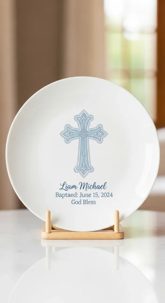 Baptism commemorative ceramic plate