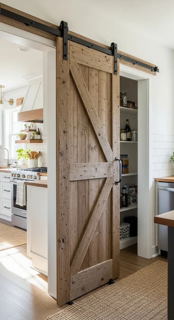 Barn door kitchen pantry