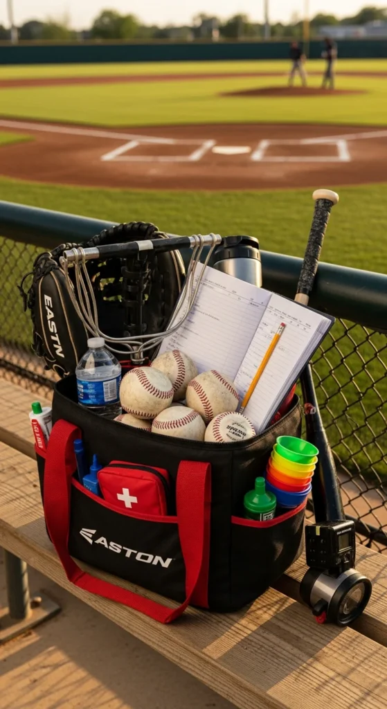 Baseball coach bucket organizer