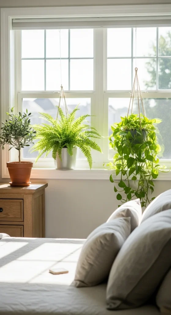 Bedroom plants fresh greenery