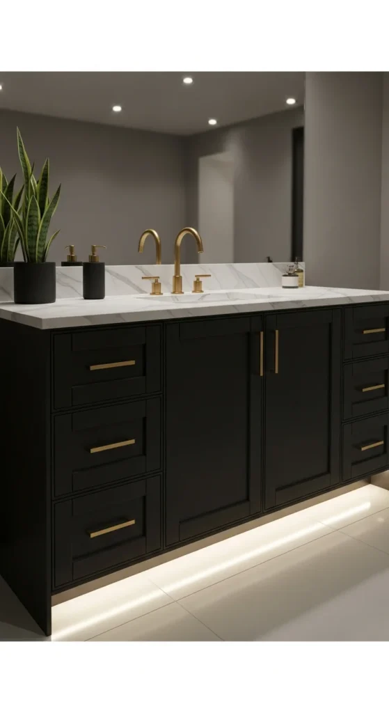 Black gold bathroom vanity