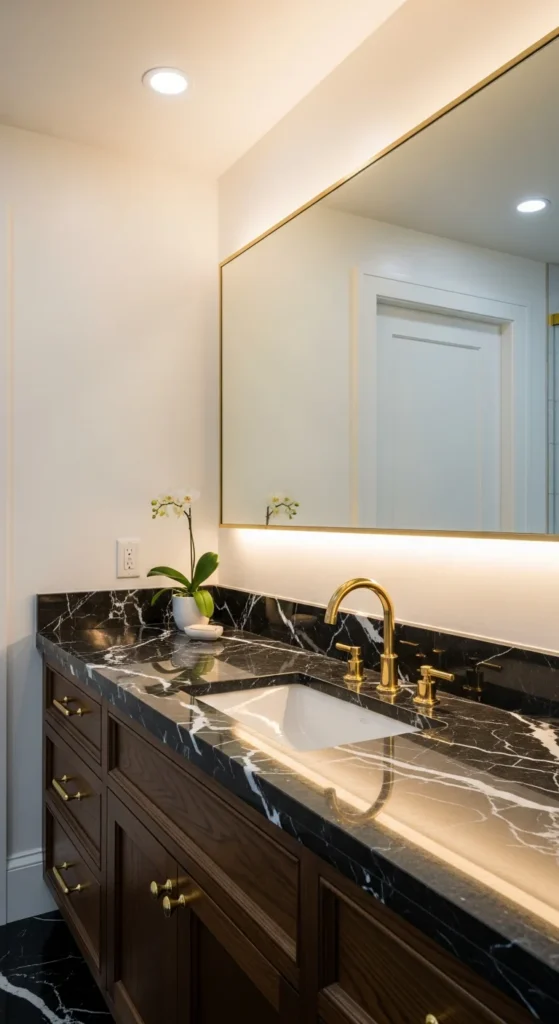 Black marble gold bathroom