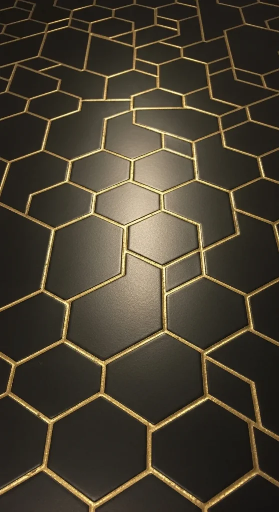 Black tile gold grout