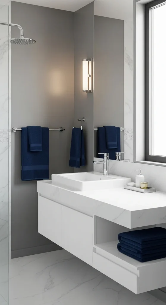 Blue gray bathroom design