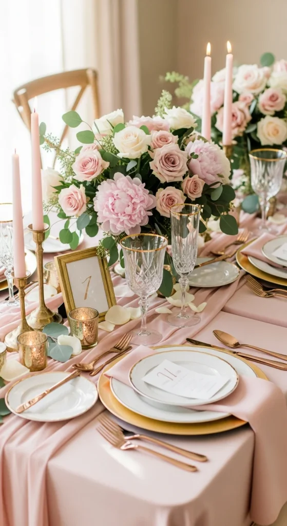 Blush gold bridal shower table