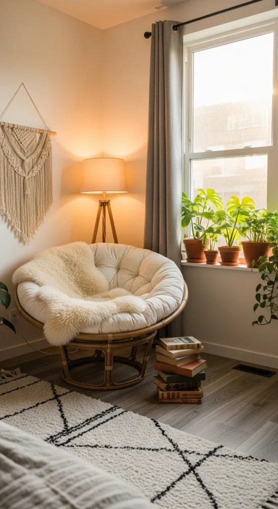 Boho bedroom reading corner