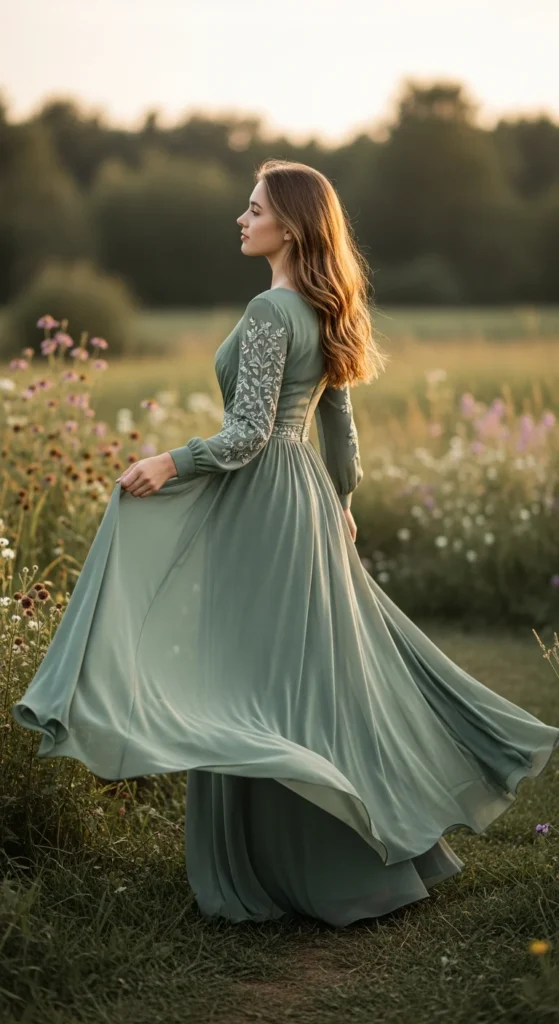 Boho chiffon prom gown