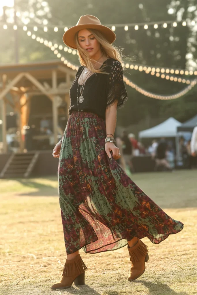 Boho lace top look