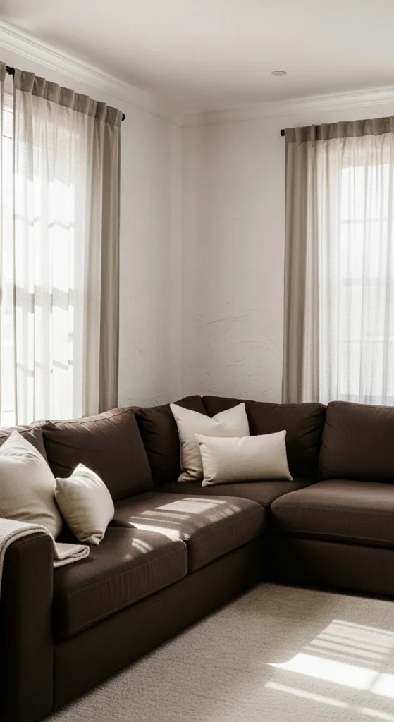 Brown sectional textured walls