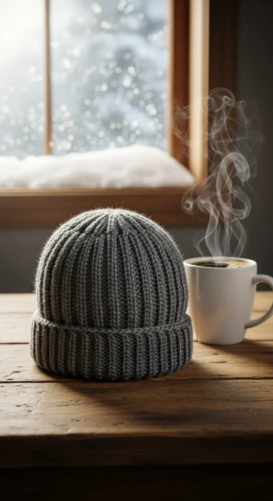 Chunky ribbed crochet beanie men