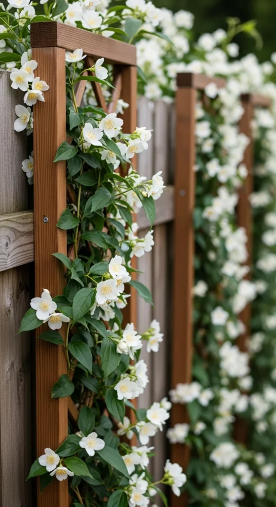 Climbing plant trellis decor