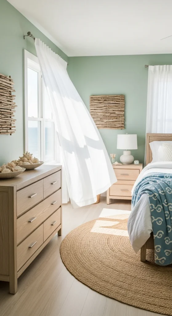 Coastal sage green bedroom