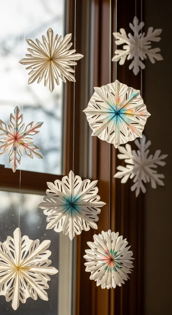 Coffee filter snowflake craft