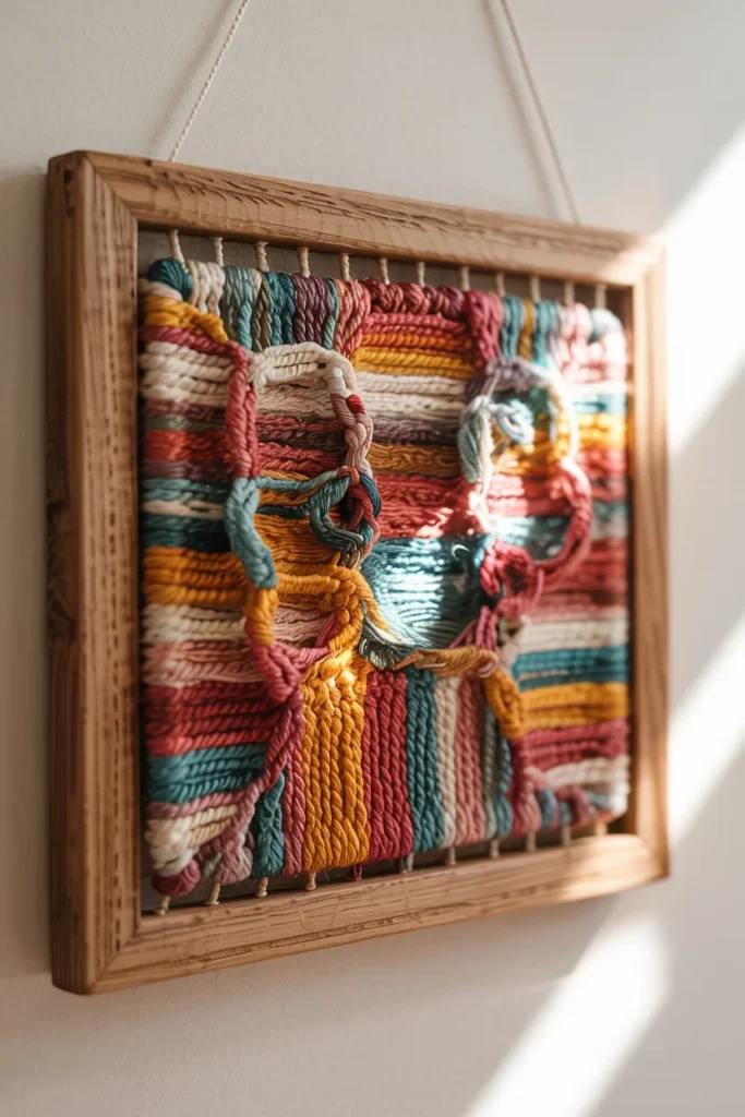 Color blocked yarn wall weaving