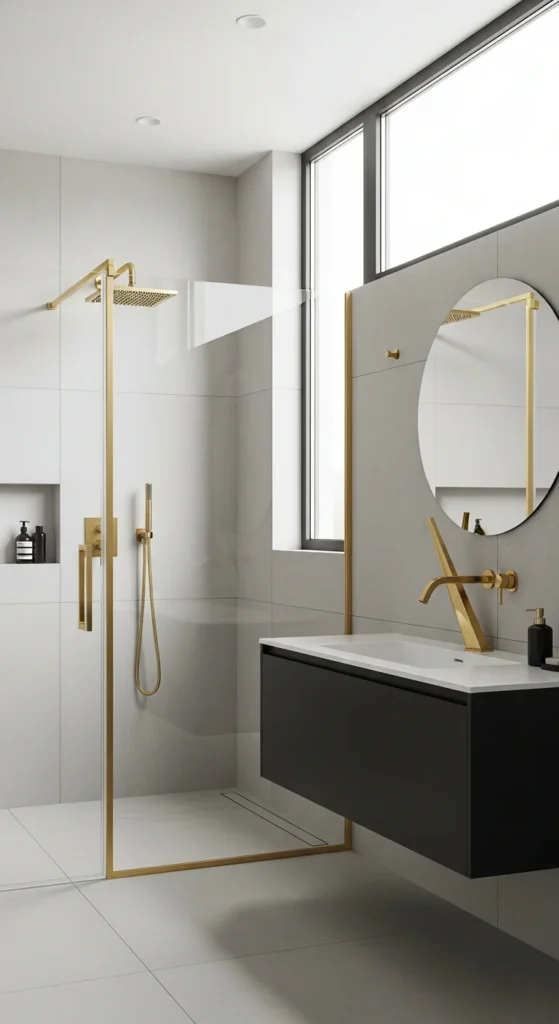 Contemporary black gold bathroom