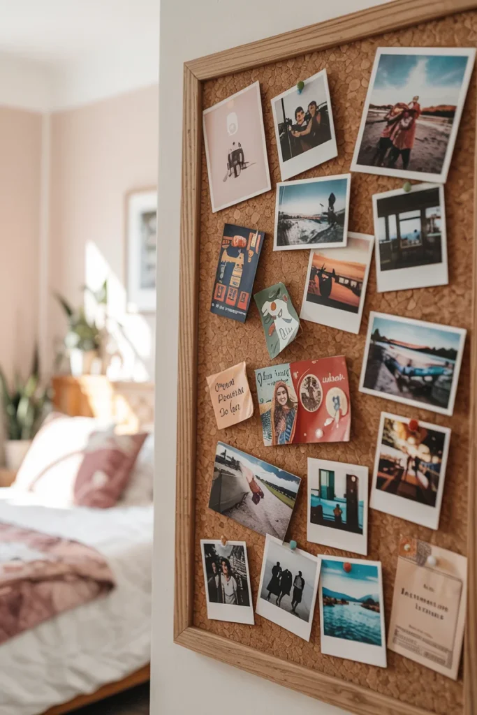 Cork board photo wall art