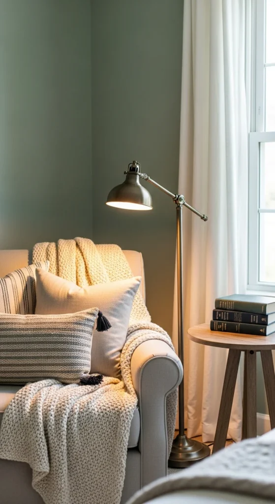 Cozy bedroom reading nook
