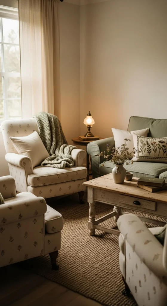 Cozy cottage seating arrangements